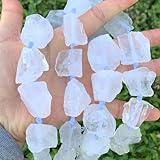 Adabele 15 Inch Natural Raw Clear Crystal White Quartz Healing Gemstone Loose Beads Drilled Large Nugget Rough Chakra Gems Stone Spacer GA-C1