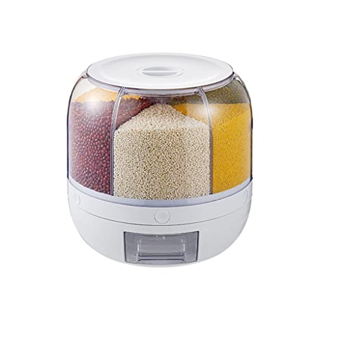 Dispensador de arroz giratorio de 6 rejillas Cubo de almacenamiento de arroz Contenedor de almacenamiento de arroz y granos – Haga clic en Salida de arroz