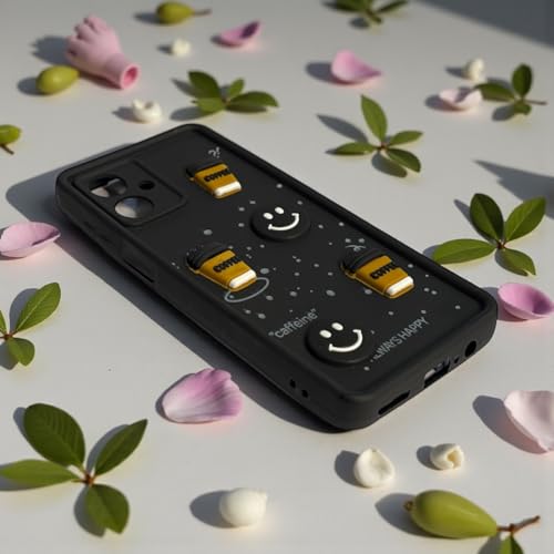 Image of SBMS Silicone Back Cover Case for Motorola G54 5G / Moto G64 5G | Cute Fun 3D Cartoon, Coffee Design Silicone Case | Camera Protection Bump | Shockproof Back Cover Case for Moto G54 (Coffe Mug Black)