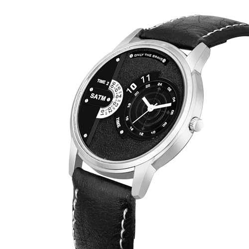 Image of Acnos 4 Diffrent Watch Pack of 1 Leather Belt Black Belt Analog Watch
