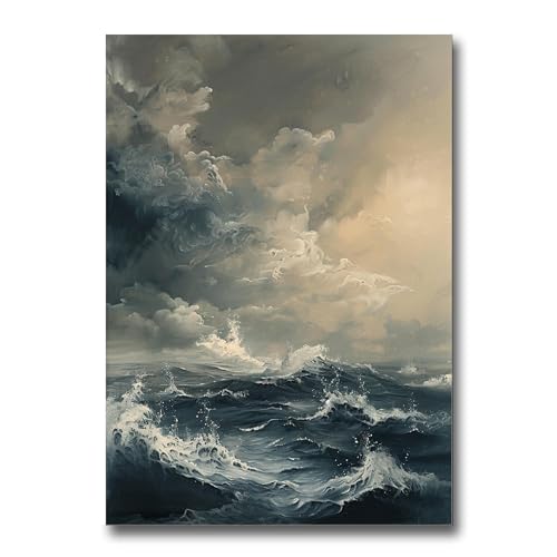 Vintage Storm At Sea Painting, Moody Seascape Painting, Antique Seascape Print, Moody Ocean Storm Wall Art, Stormy Seascape, Vintage Ocean Print, Modern Art, Decor