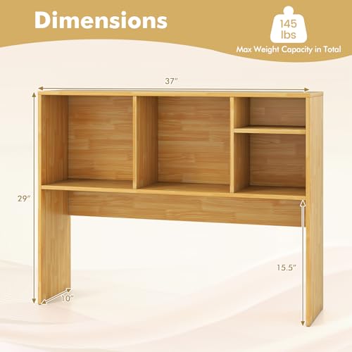 Image of Tangkula Desktop Bookshelf, Countertop Storage Hutch with 4 Shelves for Computer Desk, Desktop 2-Tier Display Rack, Multipurpose Wood Desk Hutch Storage Organizer for Dorm Office Home