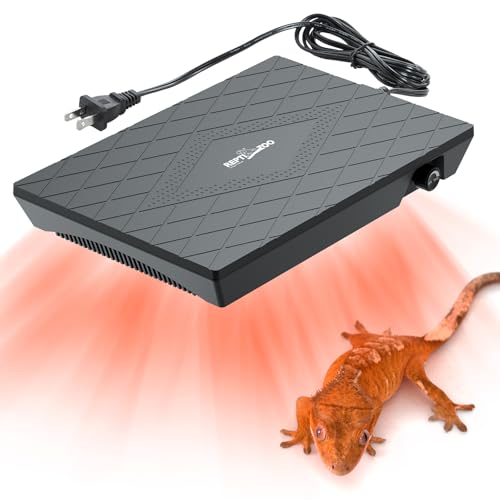 REPTI ZOO Reptile Heat Panel Adjustable Temperature Reptile Heating Plate, Non-Light Heating Solution with Expanded Heating Range for Hermit Crabs/Leopard Geckos/Turtles/Snakes/Lizards