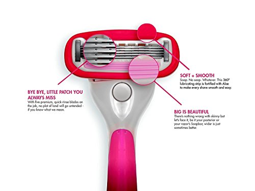 The Ultimate Shave Women's 5-blade Razor plus a Bulk Pack of 12 Razor Blade Refill Cartridges and a Women's Shaving Razor Handle