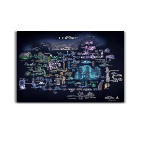 Hollow Knight Map Game Poster Canvas Painting Print Wall Art Modern Classroom Kitchen Bedroom Room Aesthetics Decor 08x12inch(20x30cm) Unframe-style
