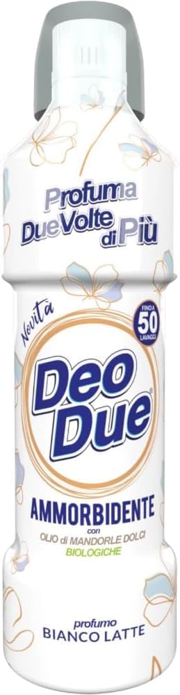 Suavizante concentrado Bianco Latte, 6 paquetes de 1 L, 50 lavados por botella, aroma extra largo, fórmula de cuidado suave con aceite de almendras dulces orgánicas + polpa italiana gourmet