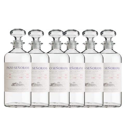 Pazo de Señorans - Aguardiente de Orujo | 100 % Albariño | Doble destilación tradicional | 41 % vol. | Cristalino, sedoso y aromático - 6 Botellas 50cl