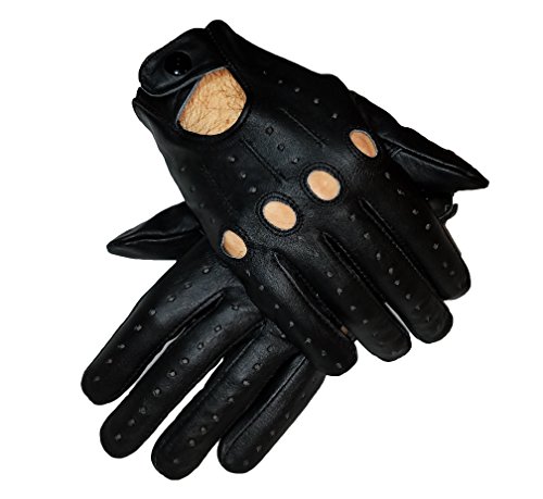 Genuine Leather Gloves for men (Black, Large)