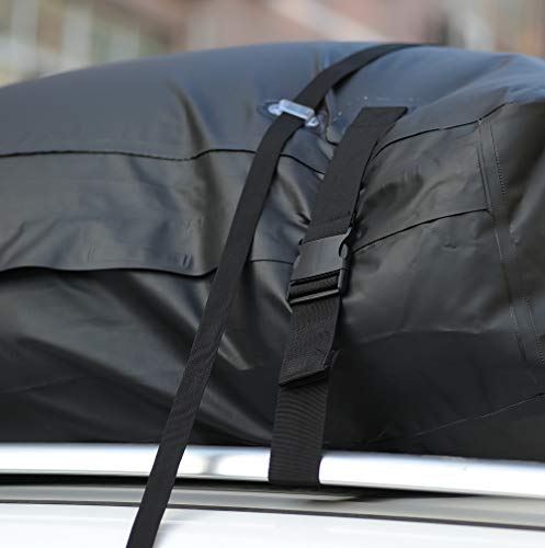 CARTOP Cargo Bag, Waterproof Cargo Bag Easy to Install Soft Rooftop Luggage Carriers Works with or Without Roof Rack (15 Cubic feet) (Black) - Thumbnail 7