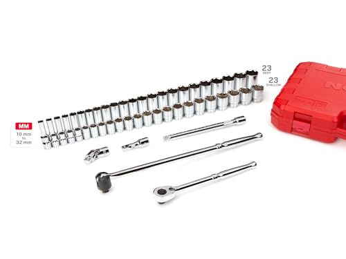 Image of TEKTON 1 /2 Inch Drive 6-Point Socket Ratchet Set, 51-Piece | SKT25201
