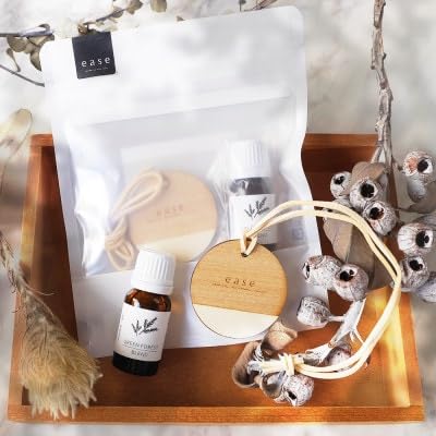 easeグリーンフォレストブレンド&ウッドプレートセット(アロマブレンドオイル+芳香器具)