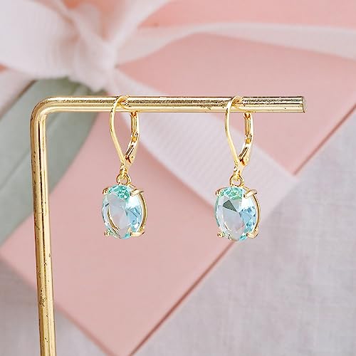 CiNily Cut-Oval Leverback Dangle Earrings for Women Hypoallergenic 14k White/Gold Plated Cubic Zircon Hanging Lever Earrings Lightweight Summer Drop Earrings Wedding Birthday Gifts Jewelry4