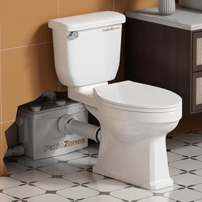 800W Macerating Toilet with Pump Kit, High Power Copper Motor, Upflush Toilet For Basement, 4 Inlets and Dual Discharge Macertaor for Kitchen/Sink/Shower/Laundry Heavy-duty Use, 36ft Vertical Lifting