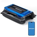 24/7 Solar Powered Pool Skimmer Robot with APP Support, Automatic Electric Floating Surface Cleaner for Above Ground & Inground Pools, Auto Robotic Pool Skimmer Bluetooth Control（Blue）