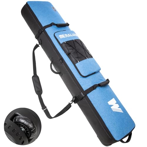 MERALIAN Snowboard Bag with Wheels Padded Roller Snowboard Bag for Single Snowboard and Snowboard Boots Available Length in 160cm and 170cm. (blue 170cm)