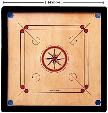 M ART PRO Superior Matte Finish Practice Carrom Board 26 inches for Serious Professional Practice with Coins Striker and Powder Beige ABC- Engineering Wood (26x26 Inches Carrom Board Style A),All Ages