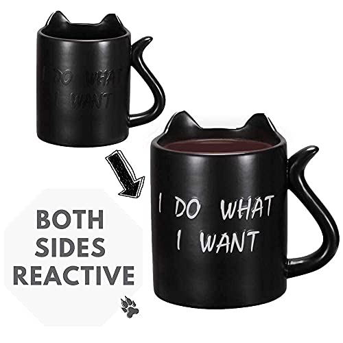 Onebttl Katzen Tasse Lustige Tasse mit sprüchen I do What I Want (Ich Mache was ich Will) Zaubertasse Kaffeebecher Kaffeetasse Farbwechsel Tasse Thermoeffekt Perfekte Geschenkoption Neko - 2