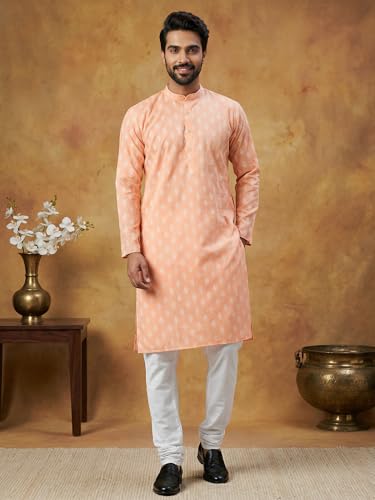 Image of Amazon Brand - Tavasya Men Floral Printed for Regular Fit Kurtas | Ethnic Wear | Festive | Cotton Blend | Knee Length
