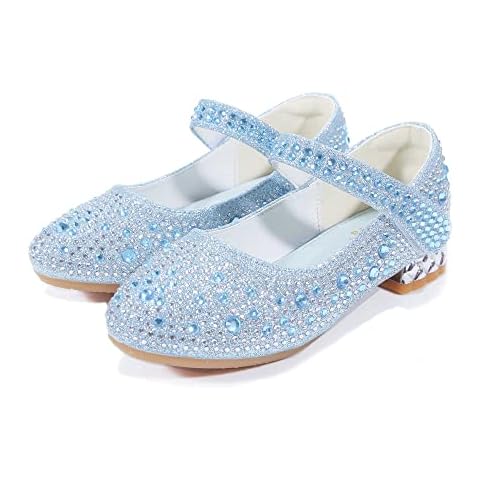 ALPHELIGANCE Girls Dress Shoes Mary Jane Wedding Flower Bridesmaids Heels Glitter Princess Shoes for Kids Cover
