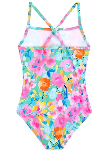 Belovance Girls Swimsuits One Piece Bathing Suit Crossback Straps Cute Toddler Kids Pool Beach Swimwear Quick Dry 4-12 Years2