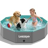 Lozzzyo Piscina Plegable para Perros y Niños, Piscina Portátil de PVC Grueso Antideslizante con Válvula de Drenaje, Piscina Perros Grandes y Niños para Jardín, Terraza, Playa y Camping (120 * 30CM)