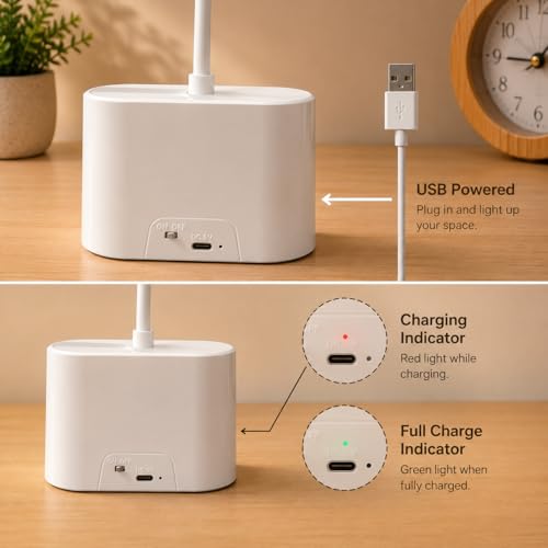 Image of SaleOn X1 Pro Desk Lamp Hub with 3 Pencil Holders, Mobile Stand, 3 Color Modes, Stepless Brightness, Dual Touch Control, Bottom Night Light, USB Powered Study Lamp for Kids & Office, 6 Month Warranty