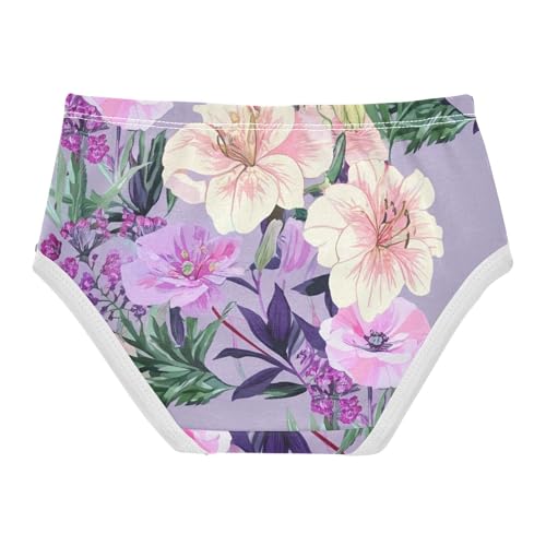 Pink Purple Lilies Floral Little Girl Panties Toddler Girls Underwear Cotton Personalized Briefs Underpants 2t2