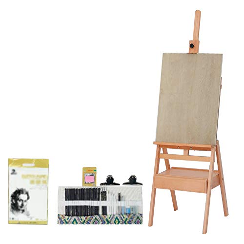 NDRFAWY イーゼル 木製イーゼルスタンド スケッチボックス収納棚付き アーティストイーゼル アトリエ用 防風アーティスト クラフトボックス