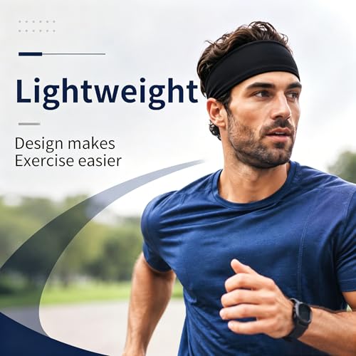 Image of 5 Pack Sports Headband for Men, Breathable Mesh Design, Reused & Washed Mens Headband Sweat Bands for Running Yoga Fitness Workout