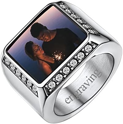 FindChic Customized Signet Photo Rings Square/Heart/Round Chunky ...