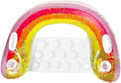 Zetify U字型スイミングプールラウンジチェアインフレータブルフローティングベッド大人用プールチェア/子供用ウォーターソファ (レインボー)