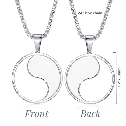 Men's Yin Yang Pendant Necklace with 24 Inch Stainless Steel Chain Taoist Symbol Amulet Balance Jewelry for Men3