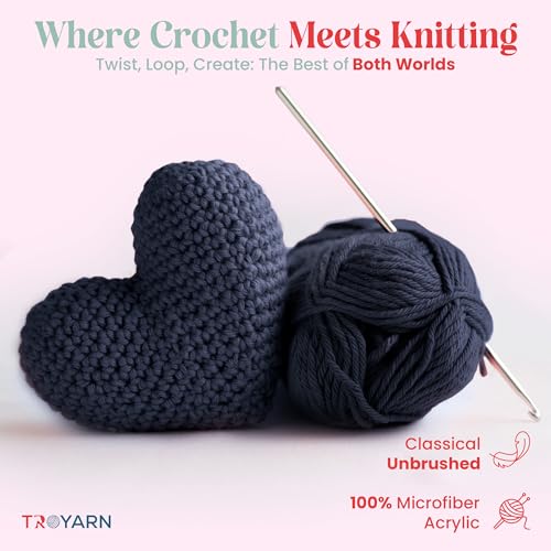 Image of TROYARN Summer (4- Skeins Pack) Silk Effect Hand Knitting Yarn Crochet Art Lace Craft 100% Microfiber Acrylic 4x100 gr (4x383 yds) (105361 - Dark Navy)
