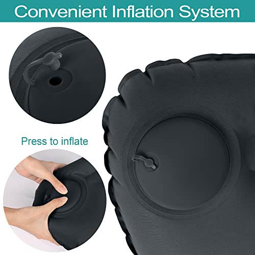 Kaket Inflatable Camping Pillow - Ultralight Travel Pillow for Beach Adults & Kids (Black) - Image 2