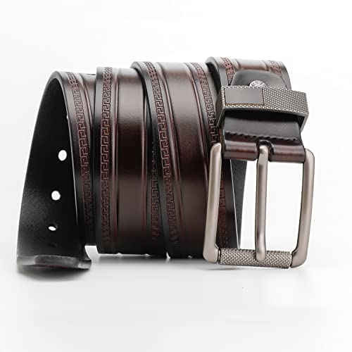 Full Grain Leather Belt for Men with Single Prong Buckle, 100% Cow Leather Dress Belt for Jeans Khakis3