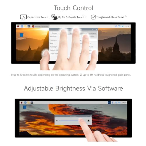 Image of waveshare 7.9inch Capacitive Touch Display Compatible with Raspberry Pi 5 /4B /3B+ /3A+ /CM3 /3+ /4 400x1280 Resolution IPS DSI Interface