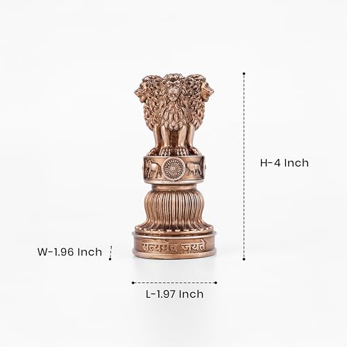 Image of Artarium Handcrafted Ashoka Ashok Pillar Idol Pillar Statue Showpiece for Car Dashboard Home Office Decor Table Showpiece Corporate Gifting (4 Inch, Bronze)