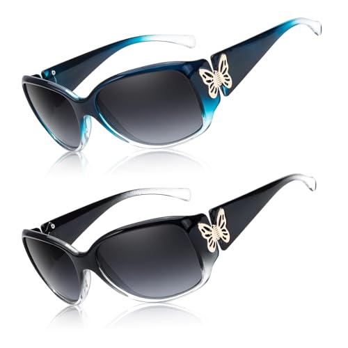 Myiaur 2 Pack Polarised Sunglasses for Women Wrap Around UV400 Protection
