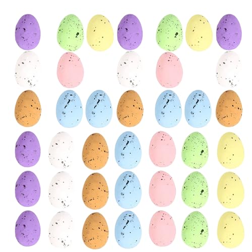 Generisch Lot de 100 petits œufs de Pâques en mousse miniatures mouchetés - Petits œufs en mousse avec pois colorés - Œufs de Pâques décoratifs en...