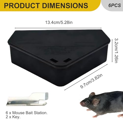 Estación de cebo para ratones y control de plagas con caja portacebos triangular de PP 6 unidades 4