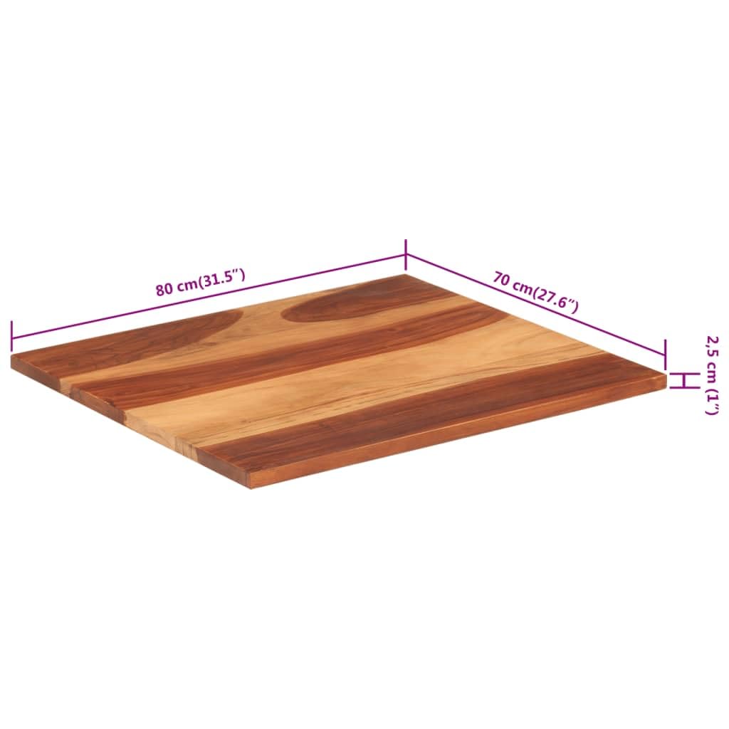Tidyard Dessus de Table Bois Massif d'acacia 25-27 mm 70x80 cm, Plateau de Table de Remplacement pour Table à Manger, Table de Bar, Table Basse, Table de Bistrot
