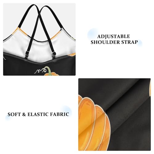 Orange Pumpkins Yellow Black Child Girl Swimsuit, Beach Apparel 3-10 Y with Adjustable Shoulder Strap, 3-10 Y3