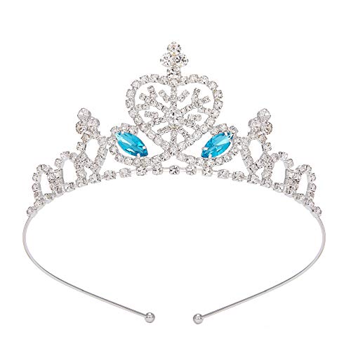 SWEETV Frozen Elsa Tiara for Girls Birthday and Costume, Blue Crystal Princess Crown Headband
