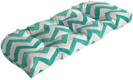 Comfort Classics Inc. Outdoor Wicker Settee White Zig-Zag Pattern Cushion for Patio 18x41.5x5in. in Polyester Fabric