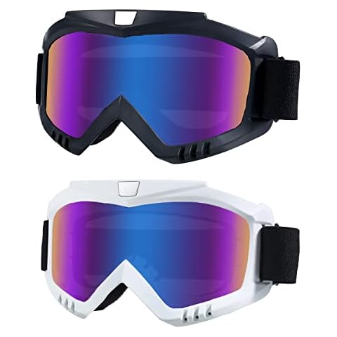 LJDJ Dirt Bike Goggles, 2 Pack Motorcycle Goggles, ATV Goggles, Riding Goggles, Ski Goggles, Windproof Glasses, Racing Helmet Goggles for Youth, Teens, Men & Women Cover