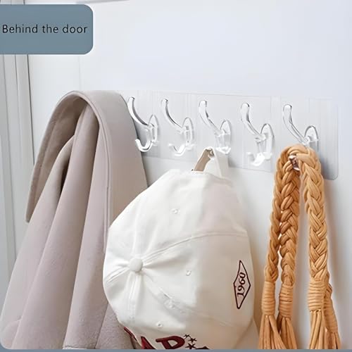 Image of 6IN1 Sticker Hooks WALL Hook Multi-Function Wall Mounted Hooks for Hanging Strong Sticker Sticky Plastic Self Adhesive Heavy Duty Home Kitchen Bathroom Key Hanger Frame Holder (Pack of 1)