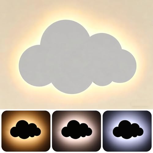 PCXWTLN LED Cloud Wall Light, 3 Temperature Modes, Soft Light for Kids Room, 9W, Creative Wall Light for Girls and Boys, Baby Room PCXWTLN LED Cloud Wall Light, 3 Temperature Modes, Soft Light for Kids Room, 9W, Creative Wall Light for Girls and Boys, Baby Room