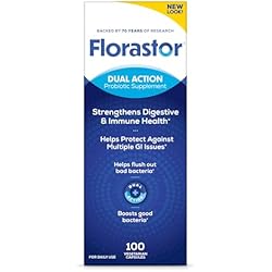 Florastor Probiotics for Digestive and Immune Health, 100 Capsules, Probiotics for Women & Men, Helps Flush Out Bad Bacteria, Boosts The Good with Our Unique Strain Saccharomyces Boulardii