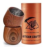 FUYIHGL Charred Hardwood Bourbon Glasses Set of 2 - Handcrafted Wooden Whiskey Tumblers with Natural Insulation - Campfire Ready Design & Collector Grade Wood Grain - Perfect Home Bar Gifts