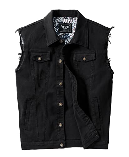 Denim Vest Jacket for Men Fashion Stretchy Trucker Sleeveless Jean Outerwear